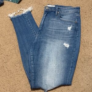 KanCan Frayed Hem Blue Women's Jeans